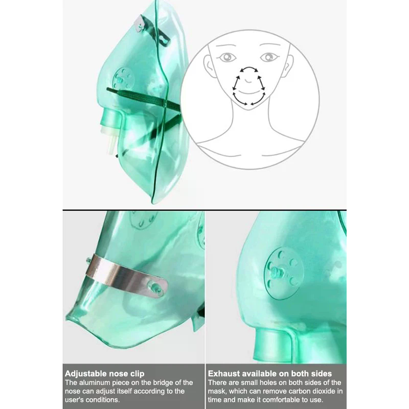 Oxygen Mask Non-Rebreather - หน้ากากออกซิเจนความเข้มข้นสูงสำหรับผู้ใหญ่/เด็ก พร้อมสายยาง หน้ากากออกซิเจนแบบไม่หมุนเวียน พร้อมสายรัดยางยืดและถุงเก็บออกซิเจน 1 ชิ้น