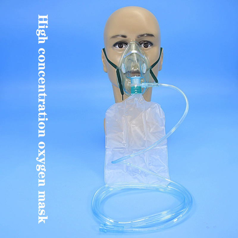 Oxygen Mask Non-Rebreather - หน้ากากออกซิเจนความเข้มข้นสูงสำหรับผู้ใหญ่/เด็ก 1 ชิ้น พร้อมสายยาง หน้ากากออกซิเจนแบบไม่ใช้ระบบหายใจซ้ำ พร้อมสายรัดยางยืดและถุงเก็บออกซิเจน